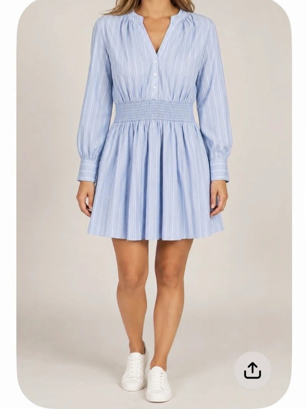 Veronica Beard Pipes & Shawl Mini Dress Striped Silk Mini Dress in Blue & White